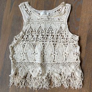 Cream Crochet Tank Top